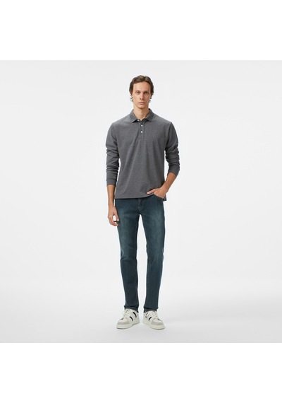 Nautica Erkek Gri Classic Fit Uzun Kollu Polo Yaka T-shirt Düz K57042t Gri