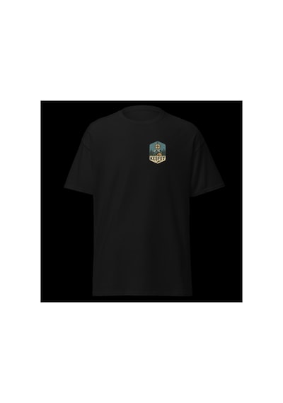 Wildstyle Keşfet Renkli Vintage Dağ Doğa Macera Kamp Rozet Baskılı Unisex Bisiklet Yaka Pamuklu Tişört Siyah