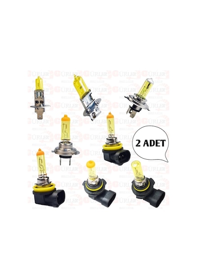 Oto Far Ampülü Sarı Işık 12V H1 H3 H4 H7 2 Adet