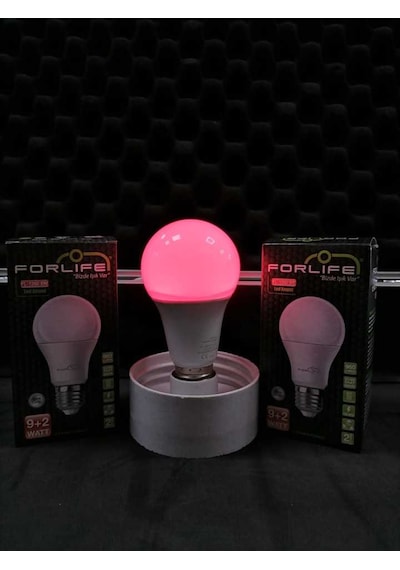 9W+2W E27 Kırmızı 6500K 3 Kademeli Renkli Led Ampul