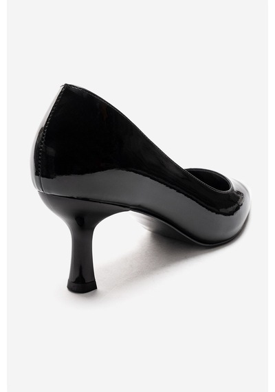 Luvishoes Arel Siyah Rugan Kadın Topuklu Ayakkabı Rugan Siyah