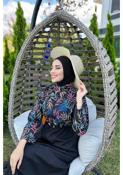 Remsa Mayo Paraşüt Tam Kapalı Tesettür Mayo R038 Beren Siyah