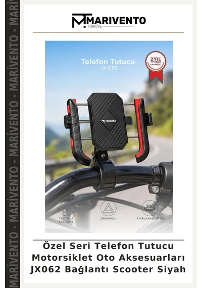 Özel Seri Telefon Tutucu Motorsiklet Oto Aksesuarları Jx062 Bağlantı Scooter Siyah