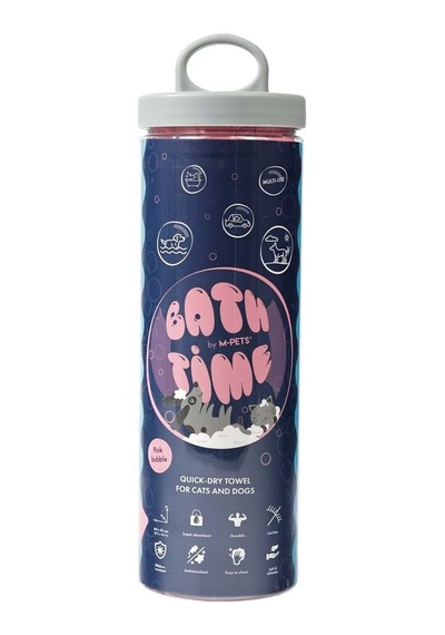 M-pets Bathtıme Kedi Ve Köpekler İçin Hızlı Kuruyan Havlu Pink