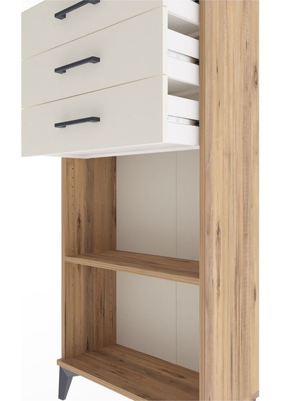 Arges Dolap Tek Raflı 3 Çekmeceli 60x30x134 Çam-aytaşı Atlas Çam