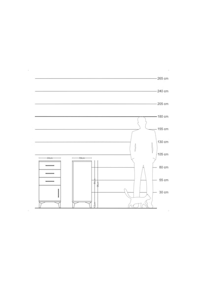 Kronos Komodin 3 Çekmeceli Tek Kapaklı 44x59x96 Çam-çam Çam