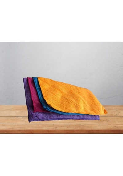 Pratik Mikrofiber Temizlik Bezi 4'lü Wrap Dürüm Paket Set 32x32 Cm Çok Renkli