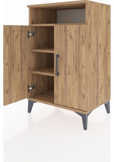Hyperion Komodin 3 Raflı 2 Kapaklı 60x44x96 Çam-çam Çam
