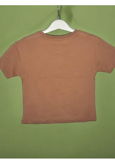 Çikoby Erkek Bebek School Yazılı Pamuklu T-shirt-15709 Kahverengi