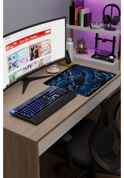 Ejderha Mavi V2 48x40 Xl Gaming Kauçuk Kaymaz Taban Mouse Pad Fare Altlığı