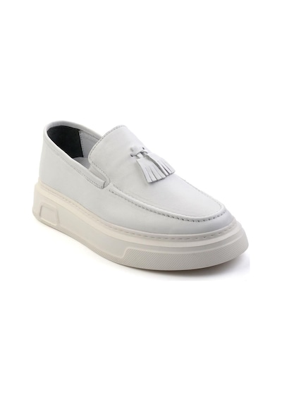 Bambi Beyaz Leather Erkek Loafer Ayakkabı E01080107603 Beyaz