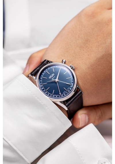 Vulcain Cricket President 39mm Blue - Sapphire Caseback Limitli Üretim Mekanik Alarm Erkek Kol Saati Metalik