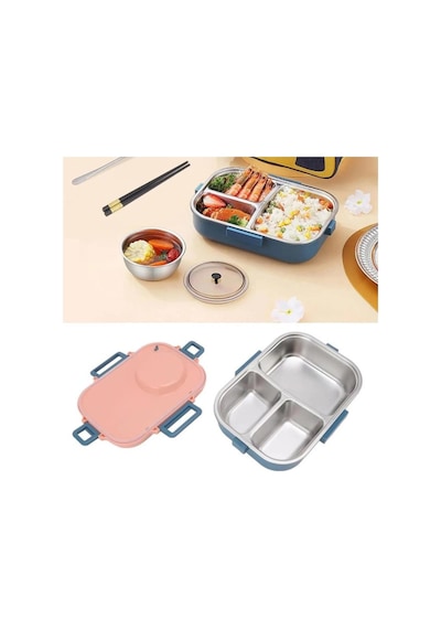 Vagonlife Bl70100 Çelik Hazneli Lunch Box Beslenme Kabı Pembe Pudra