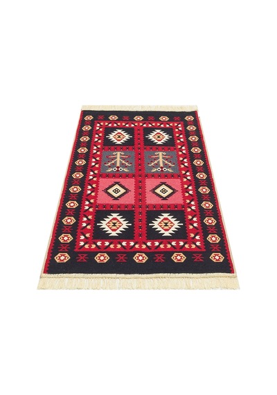 Red Yıkanabilir Çift Taraflı Modern Desenli Dokuma Kilim