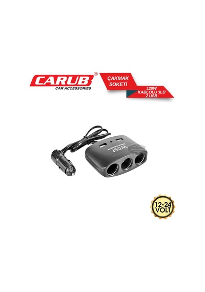 Üniversal 3 Lü Çakmak Soketi 120w Çakmaklık Çoğaltıcı 2 Usb Araç Şarj Cihazı Çakmaklık Şarj Çakmak Çoklayıcı 12v/24v 00 Şüscaroto Aksesuar