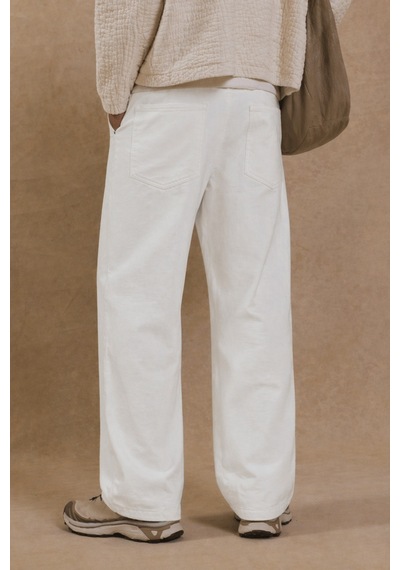 Tarz Cool Erkek Baggy Pantolon Geniş Paça Rahat Kesim Günlük Stil Ekru