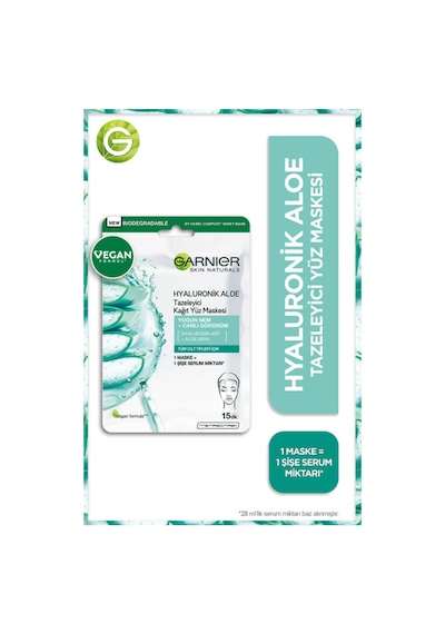 3 Adet Garnier Hyaluronik Aloe Tazeleyici Kağıt Yüz Maskesi