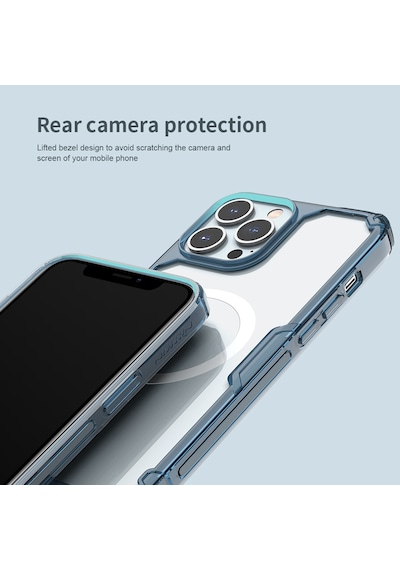 Nillkin Apple Uyumlu iPhone 13 Pro Max Magsafe Özellikli Nature Tpu Pro Kapak Mavi