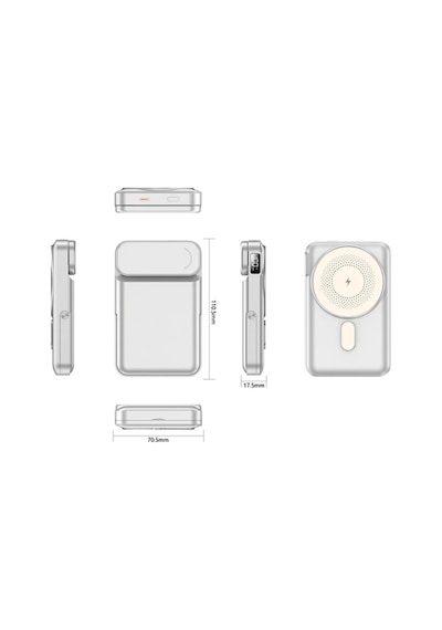 Kablosuz Şarj Cihazı 20pd 15w Hızlı Şarj Ultra İnce Powerbank 10000mah Akıllı Saatleri Ve Cep Telefonlarını Destekler Gümüş