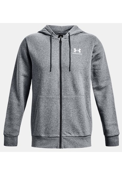Under Armour Erkek UA Essential Fleece Tam Boy Fermuarlı Kapüşonlu Üst 1373881-012 Gri - Beyaz