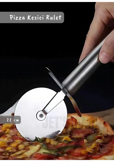 Pizza Kesici Paslanmaz Börek Kesici Çelik Pizza Tatlı Kesici Bıçağı Orta Çap 6,5 Cm Gri