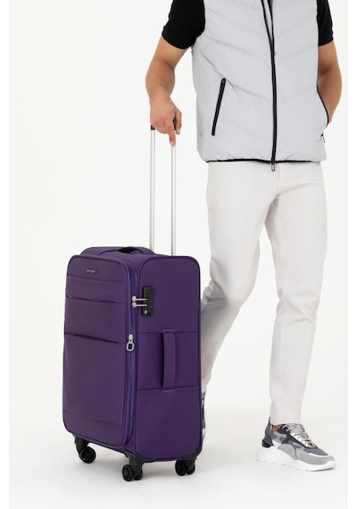 Pierre Cardin Ultra Light Hafif Lüx Kumaş Orta Ve Kabin 2'li Valiz Seti Ultra Light Hafif Kumaş Valiz Mor Pc4200 Mor