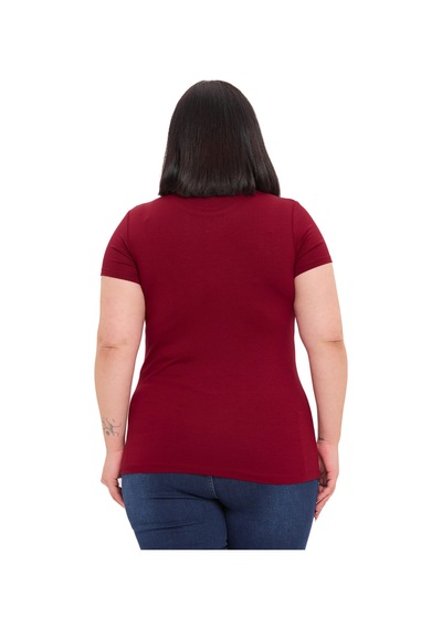 Disentis Büyük Beden Bisiklet Yaka Kısa Kollu Viskon Bordo Body Bordo