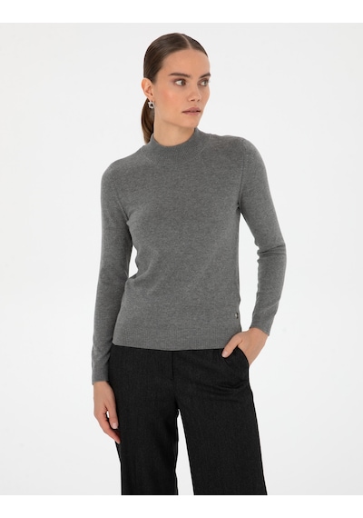 Pierre Cardin Kadın Gri Melanj Kazak /triko 50315768-vr086 Gri Melanj