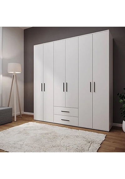 Yeni White 6 Kapı Gardırop 52x206x213 Beyaz Yeni White 6 Kapı Gardırop 52x206x213 Beyaz