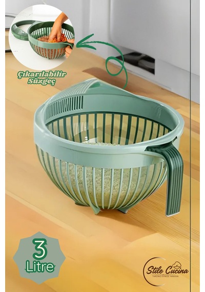 Linea Pirinç Süzgeci 3 Litre Yeşil Yeşil