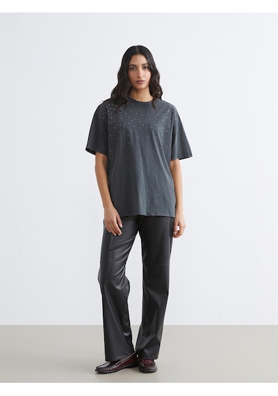 Lcw Modest Siyah Regular Fit Deri Görünümlü Kadın Pantolon