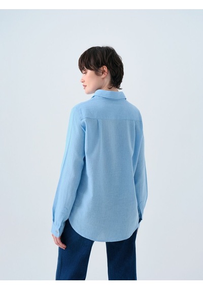 LOFT Loose Fit Kadın Gömlek U.kol Lf2039039 Q1.v1 Mavi