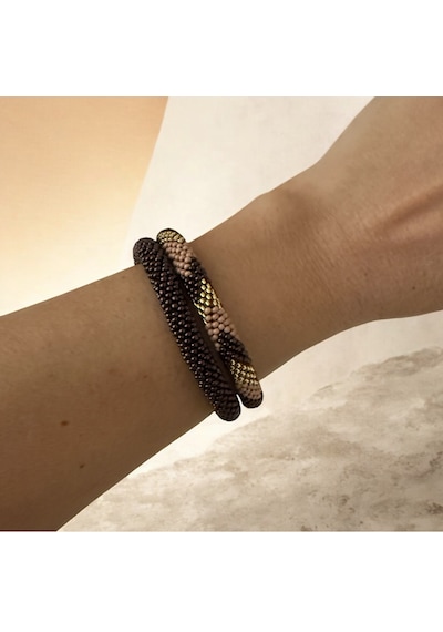 Chichibeads Mivera Bohem Bileklik İkili Set Sütlü Kahverengi