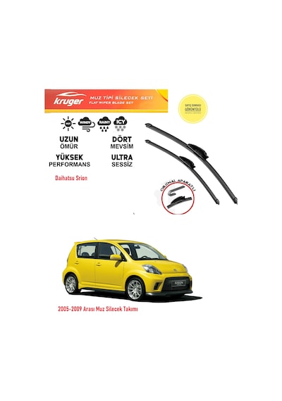 Daihatsu Sirion 2006 Model Muz Silecek Takımı Araca Özel . Aparat