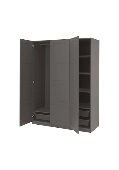 Ikea Koyu Gri Sağlam Kapaklı Gardırop