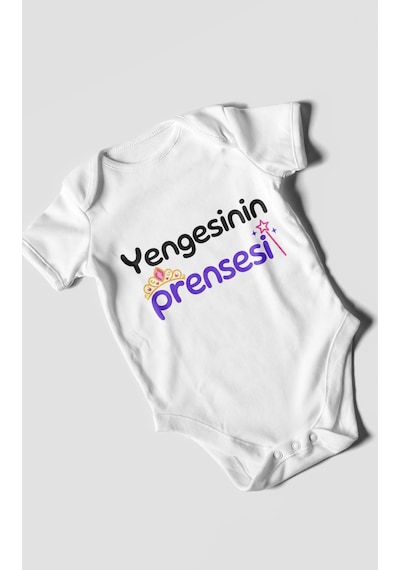 Morivokids Yengesinin Prensesi Kısa Kollu Bebek Body %100 Pamuk Beyaz