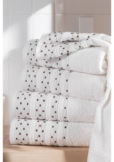 4'lü Aile Banyo Havlu Seti Hamam Takımı Pamuk 2 Adet 50x90 Ve 2 Adet 70x140 Havlu Beyaz