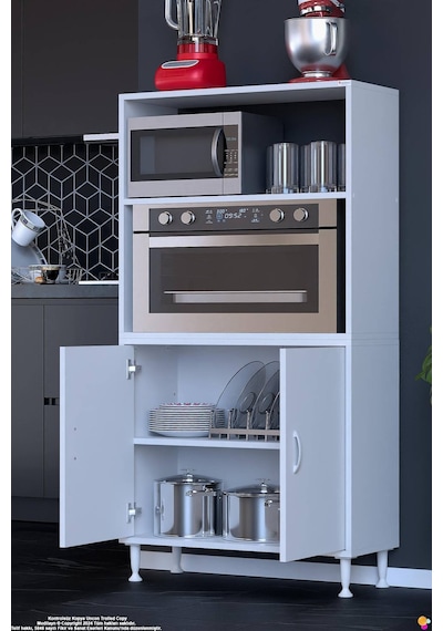 Duru 85 Cm Çift Kapaklı Mutfak Kiler Dolabı Raflı Mikrodalga Fırın Standı Banyo Dolabı 85x150x32 Cm Beyaz Duru 85 Cm Çift Kapaklı Mutfak Kiler Dolabı Raflı Mikrodalga Fırın Standı Banyo Dolabı 85x150x32 Cm Beyaz