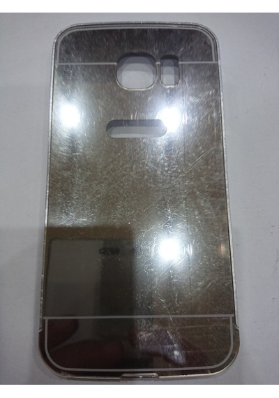 Samsung Uyumlu S6 Android Cep Telefonu Metal Çerçeve Ayna Kapak Gri