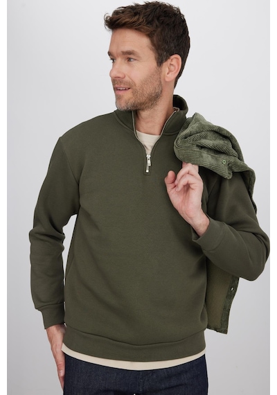 Tudors Unisex Relax Fit Rahat Kesim Pamuklu İçi Polarlı Yarım Fermuarlı Haki Dik Yaka Sweatshirt-35153 Haki Tudors Unisex Relax Fit Rahat Kesim Pamuklu İçi Polarlı Yarım Fermuarlı Haki Dik Yaka Sweatshirt-35153 Haki