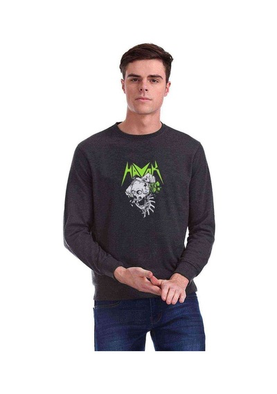 Havok Os Retina Metal Rock Baskılı Füme Erkek Örme Sweat