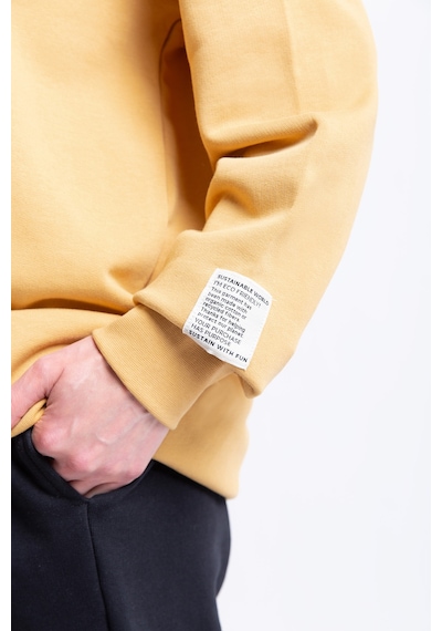 Polo Yaka Fermuarlı Organik Pamuklu Sweatshirt Hardal