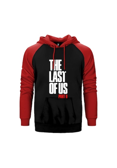 The Last Of Us Part 2 Yazı Kırmızı Renk Reglan Kol Kapşonlu Sweatshirt Kırmızı