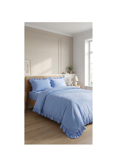 4 Parça Lastikli Çarşaflı Pamuklu Kumaş Fırfırlı Çift Kişilik Nevresim Takımı Mavi Canlı Mavi - 725706345 Canlı Mavi 4 Parça Lastikli Çarşaflı Pamuklu Kumaş Fırfırlı Çift Kişilik Nevresim Takımı Mavi Canlı Mavi - 725706345 Canlı Mavi