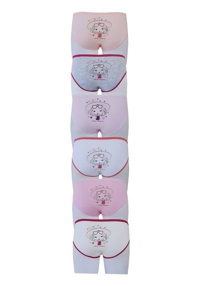 Hepsine Rakip 6lı Kız Çocuk Külot Renkli Desenli Baskılı Slip İç Çamaşırı Karışık