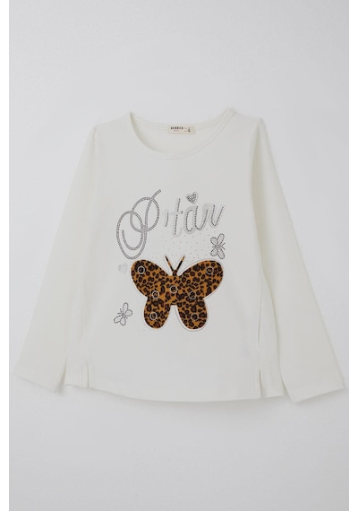 Breeze Kız Çocuk Uzun Kollu Tişört Leoparlı Kelebek Armalı Taşlı Yazı Baskılı 6-12 Yaş, Ekru Ekru Breeze Kız Çocuk Uzun Kollu Tişört Leoparlı Kelebek Armalı Taşlı Yazı Baskılı 6-12 Yaş, Ekru Ekru