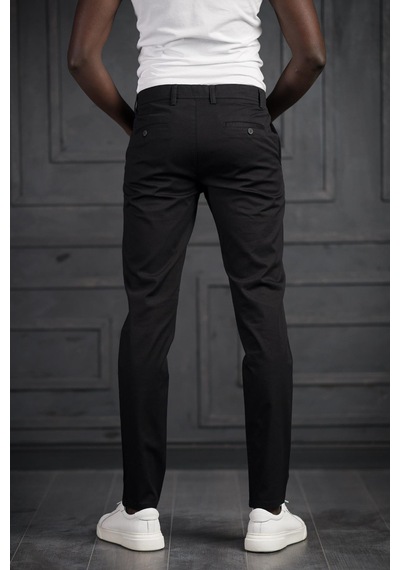 Perpant Slimfit Küçük Armürlü Yazlık Pamuklu Gabardin Pantolon Siyah