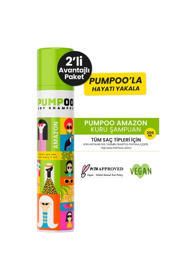 Pumpoo Amazon Kuru Şampuan 2 x 200 ML