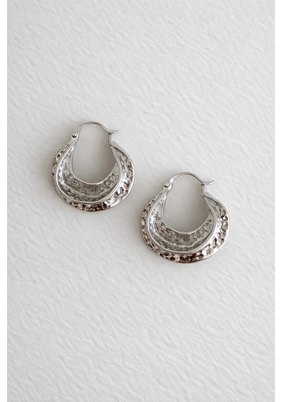 Çelik Silver Vintage Model Darell Halka Küpe -kararma Yapmaz- Gümüş