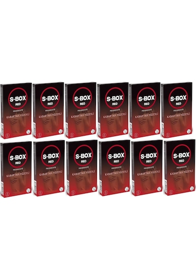 S-Box Red Kabartma Yüzeyli Prezervatif 12'li x 12 S-Box Red Kabartma Yüzeyli Prezervatif 12'li x 12